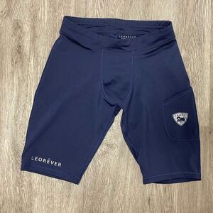 Leorever Shorts Men's Medium Blue Compression Tight Pocket 10" Inseam